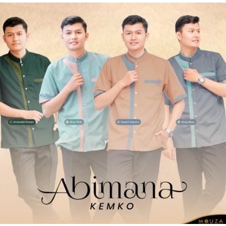 Mouza-Kemko Abimana Sarimbit Koko Dewasa Bahan Toyobo Warna Peach Denim-Grey Blue-Blue Pink-Emerald 