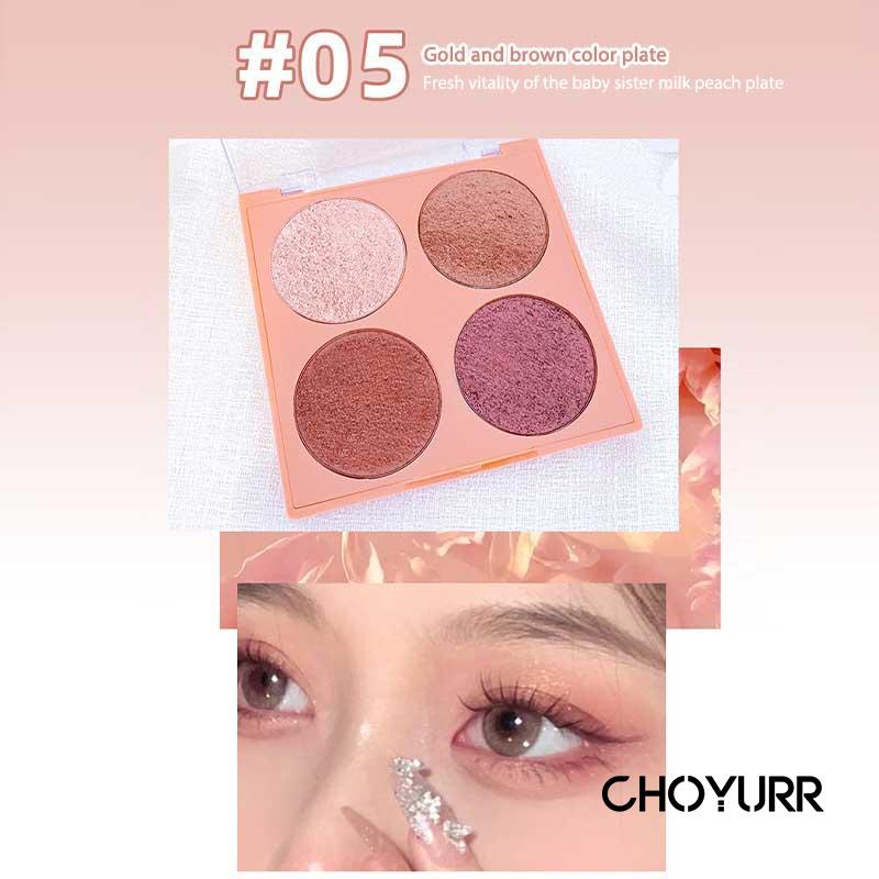 【COD】3IN1 Eyeshadow /Hightlight / Blusher  Palette 4 Warna Matte Gold Glitter Cosmetics Beauty Eye Makeup-CH