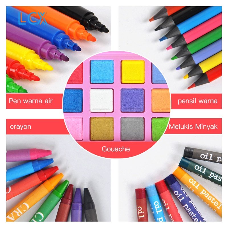 LCX 208 Pensil Warna Crayon Set Crayon Mewarnai 208 Warna Pensil Krayon Alat Menggambar atau Mewarnai VS-1859