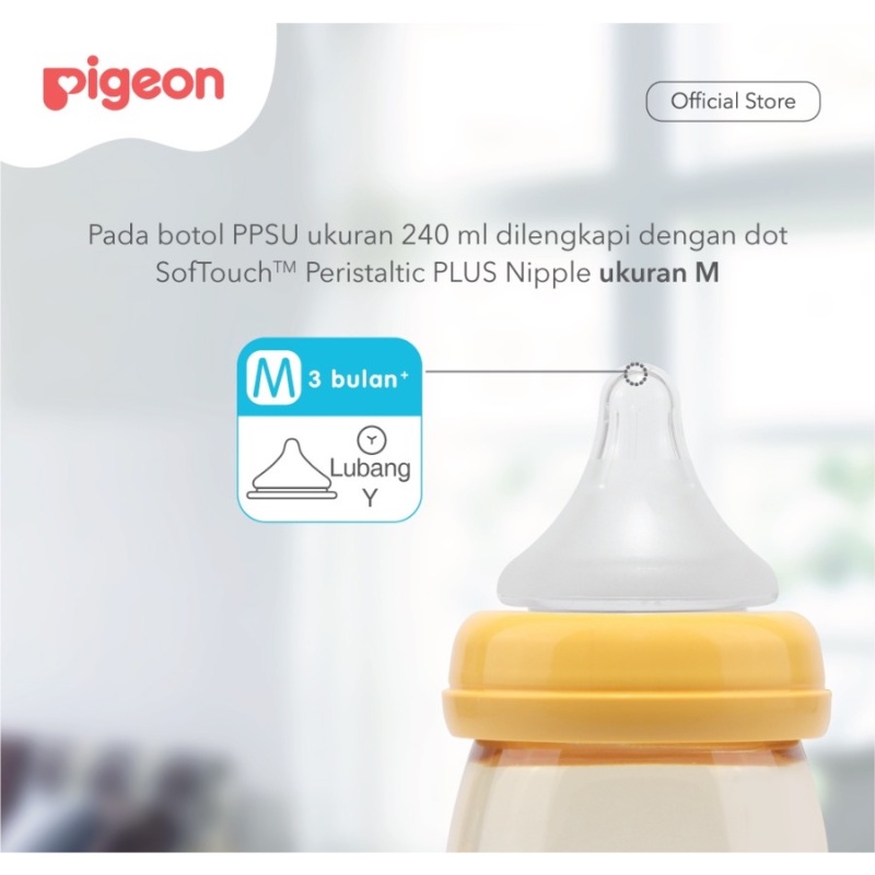 Buy 1 Get 1 Pigeon PPSU Wide Neck Bottle 240ml Paket BONUS Botol Susu SofTouch Peristaltic PLUS WHS