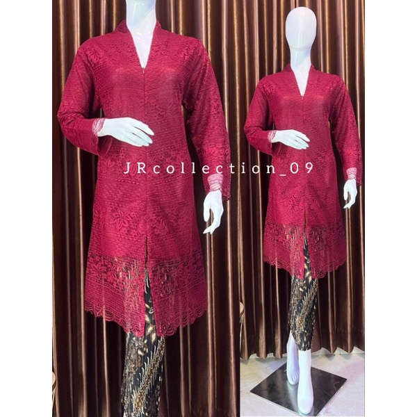 Kebaya Tunik V / Kebaya Brokat / Kebaya Melayu/Kebaya Modern/ Kebaya Seleting Depan