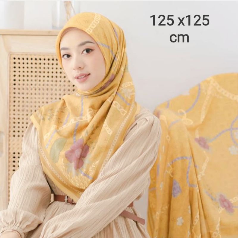 SALE HIJAB / SYARI JAMIAHHH KUNING / COD / KERUDUNG VOAL MOTIF / SEGI EMPAT VOAL / JILBAB TERBARU / 