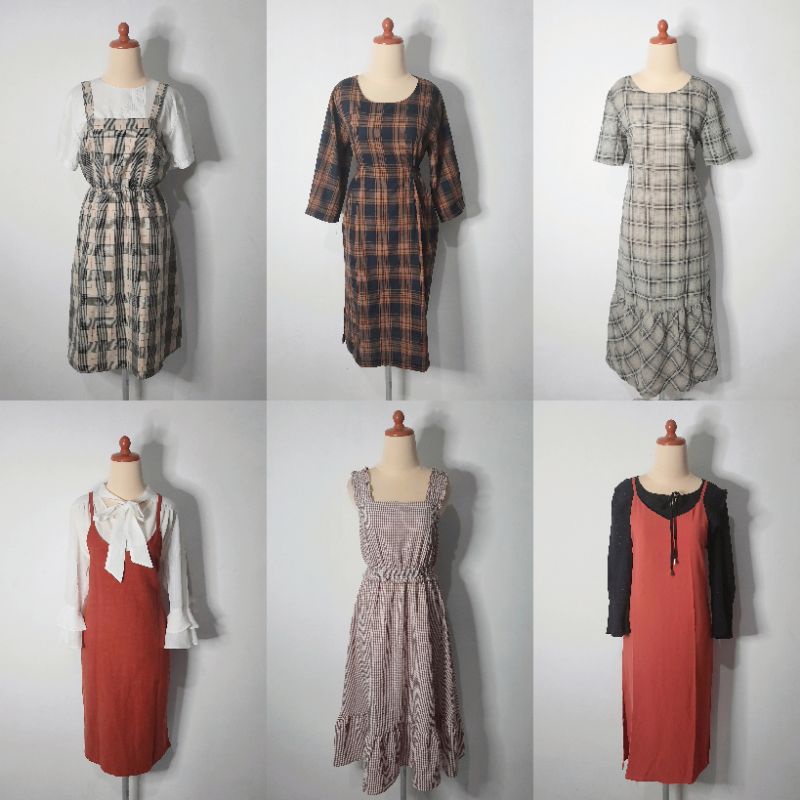 Jual Katalog Dress Korean Gingham Dress Kotak Kotak Terbaru Shopee Indonesia