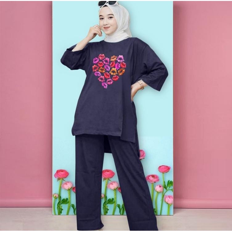 SETELAN BASIC OVERSIZE KOREAN TOP KAOS JUMBO LD 128 TUNIK BABYTERRY