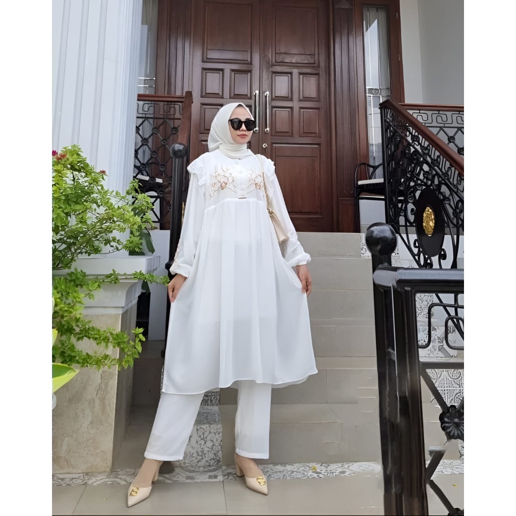 GAMIS STORE | Lilona Set Setelan Wanita Muslim Busui Polos Basic Fit To XL Jumbo Premium OOTD Kondangan