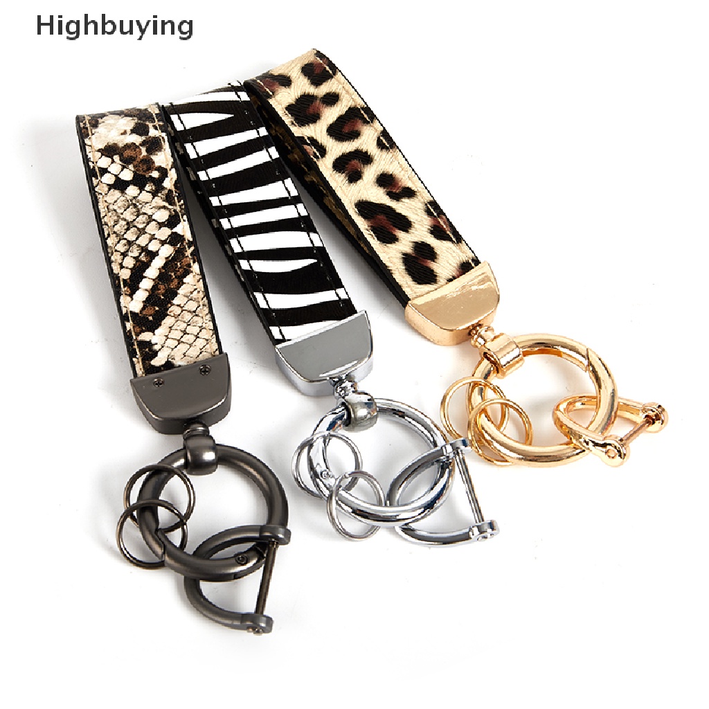 Hbid Kulit Asli Gantungan Kunci Lanyard Pria Wanita Motif Leopard Zebra Ular Hadiah Glory