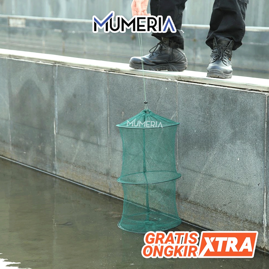 Jaring Korang Keramba Koja Wadah Tempat Tampung Bulat Lipat Pancing Tangkapan Ikan Udang Kepiting Lobster Fishing Net Foldable 2 3 4 Layer Ring