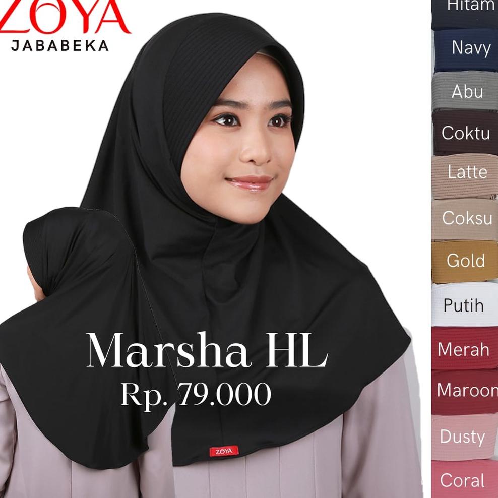 Ready (READY PUTIH, HITAM, COKTU) ZOYA Marsha HL Kerudung Instan Hijab Jilbab Bergo  Muslim Wanita B