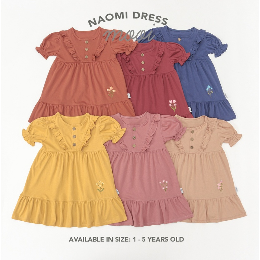 Mooi Naomi Dress 1-5 Tahun Dress Ruffle Bordir Fashion Anak Perempuan CBKS