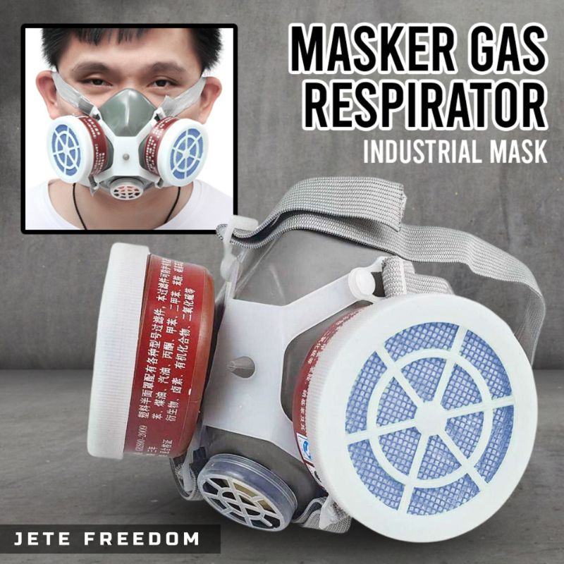 POWECOM Masker Gas Respirator SET 2 Filter Semprot Cat Mobil Gravity Industrial Mask Pelindung Hidun
