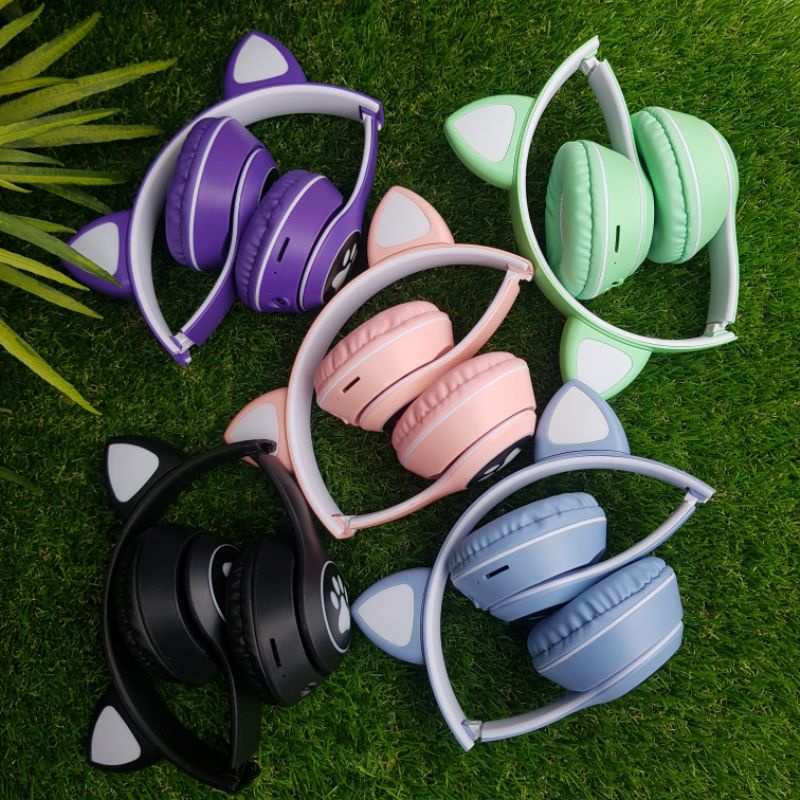 EWAA MZ-023 HEADSET WIRELESS BLUETOOTH HEADPHONE BANDO CAT LED TELINGA KUCING