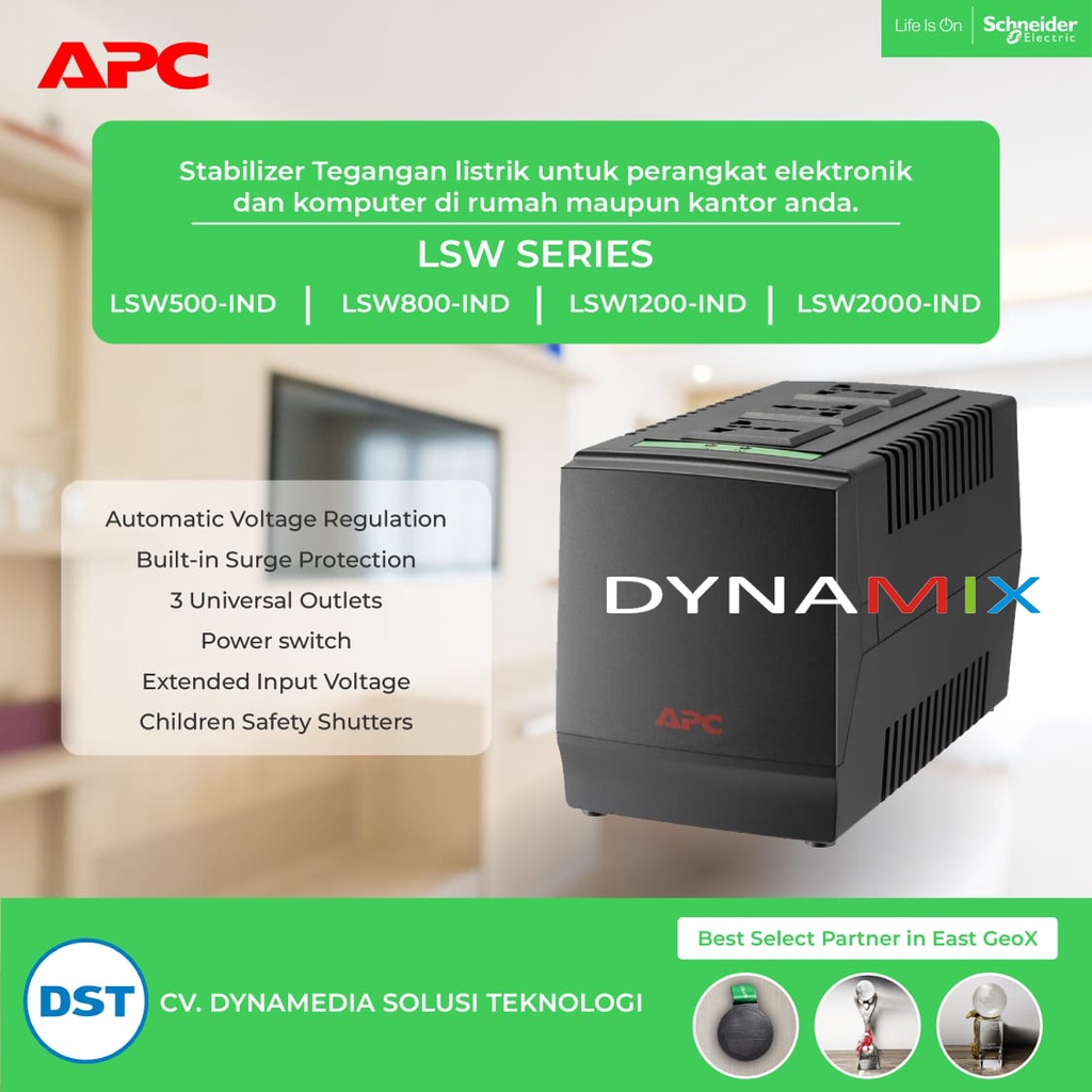 Stavolt APC LSW1200-IND 1200VA AVR / Stabilizer / Stavol + surge protector GARANSI RESMI | travo | Stabiliser Bukan UPS