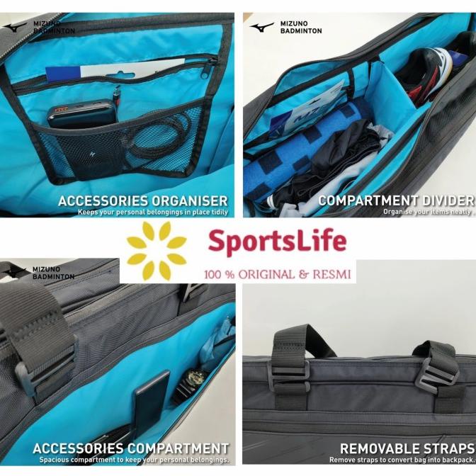 TAS BADMINTON MIZUNO BLACK SERIES 2. 2 2DUFFLE BAG ORIGINAL