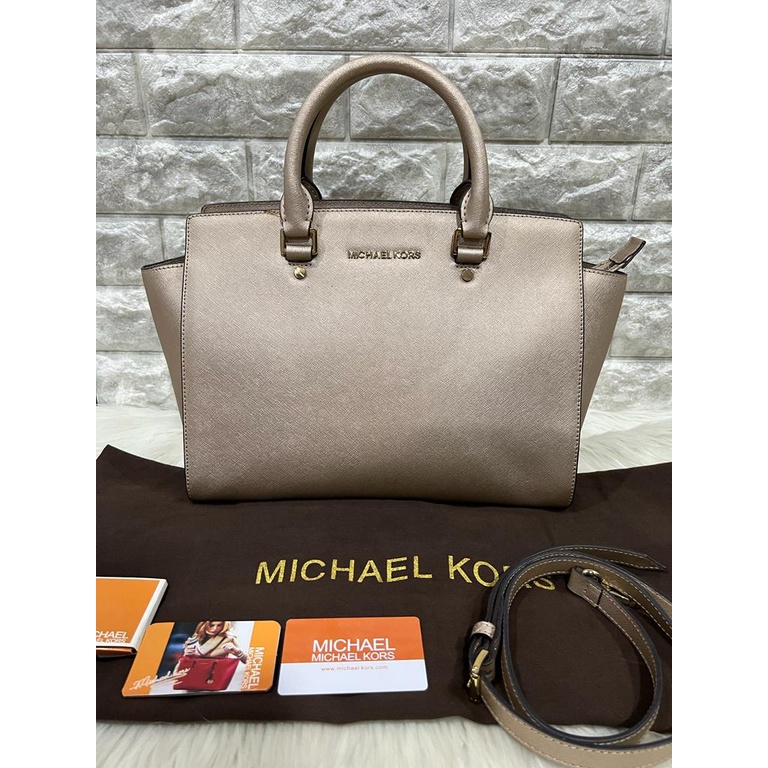 Tas Wanita Authentic Shoulder Bag Michael Kors Selma Large Rosegold Ori