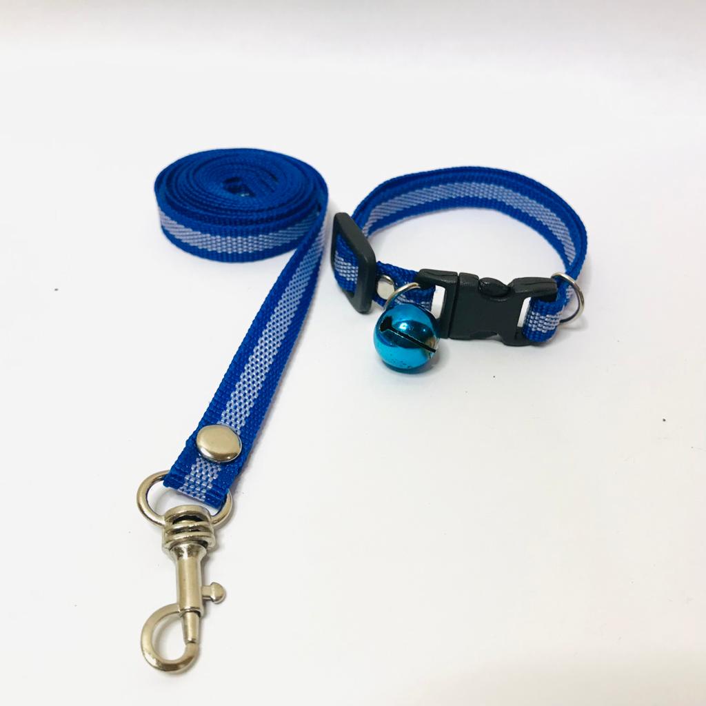 Paket Tali Tuntun &amp; Kalung Kucing Motif Stripe Lonceng 14mm