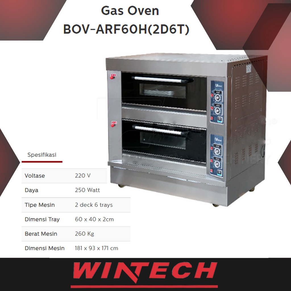 FOMAC BOV-ARF60H  - Mesin Oven gas 2 Deck 6 Trays - Oven Pemanggang Roti murah