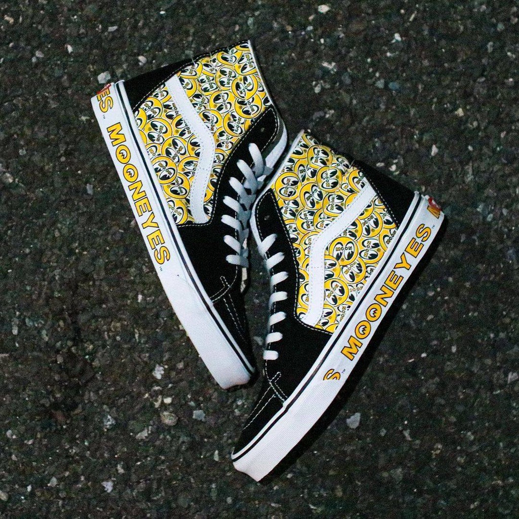 VANS SK8-HIGH X @mooneyesjp BLACK/YELLOW 2022 ORIGINAL 100%