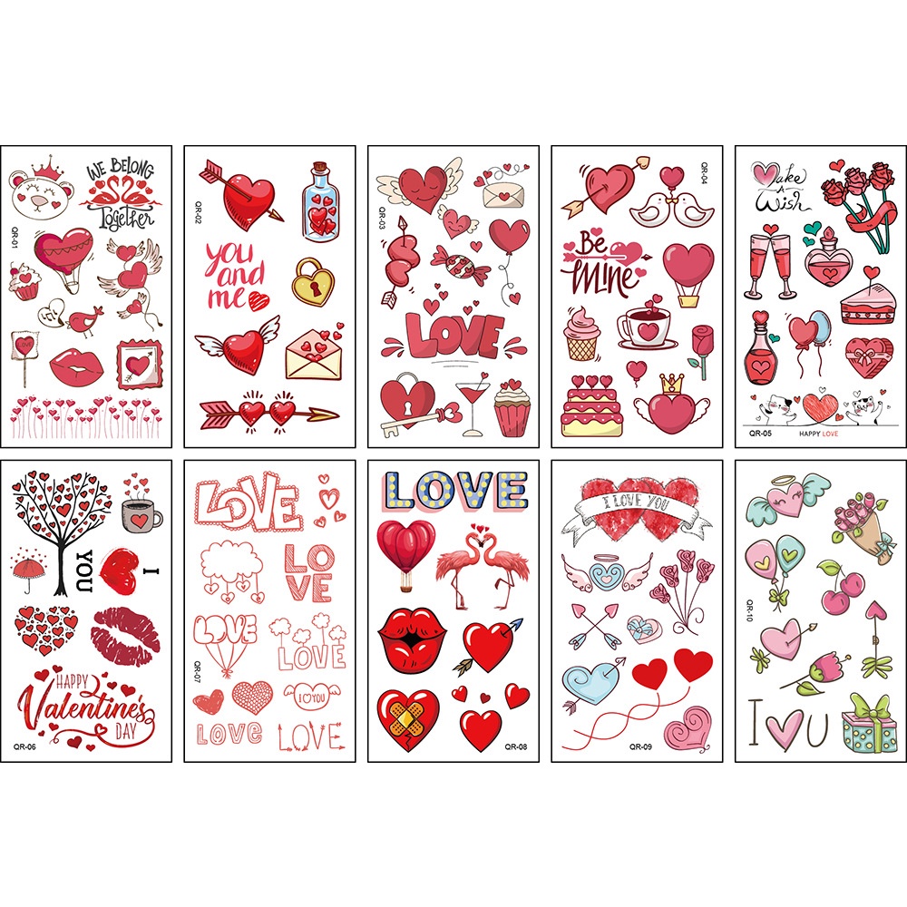 Stiker Tattoo Valetine &amp; Love Besar | Tato Temporer | Waterproof