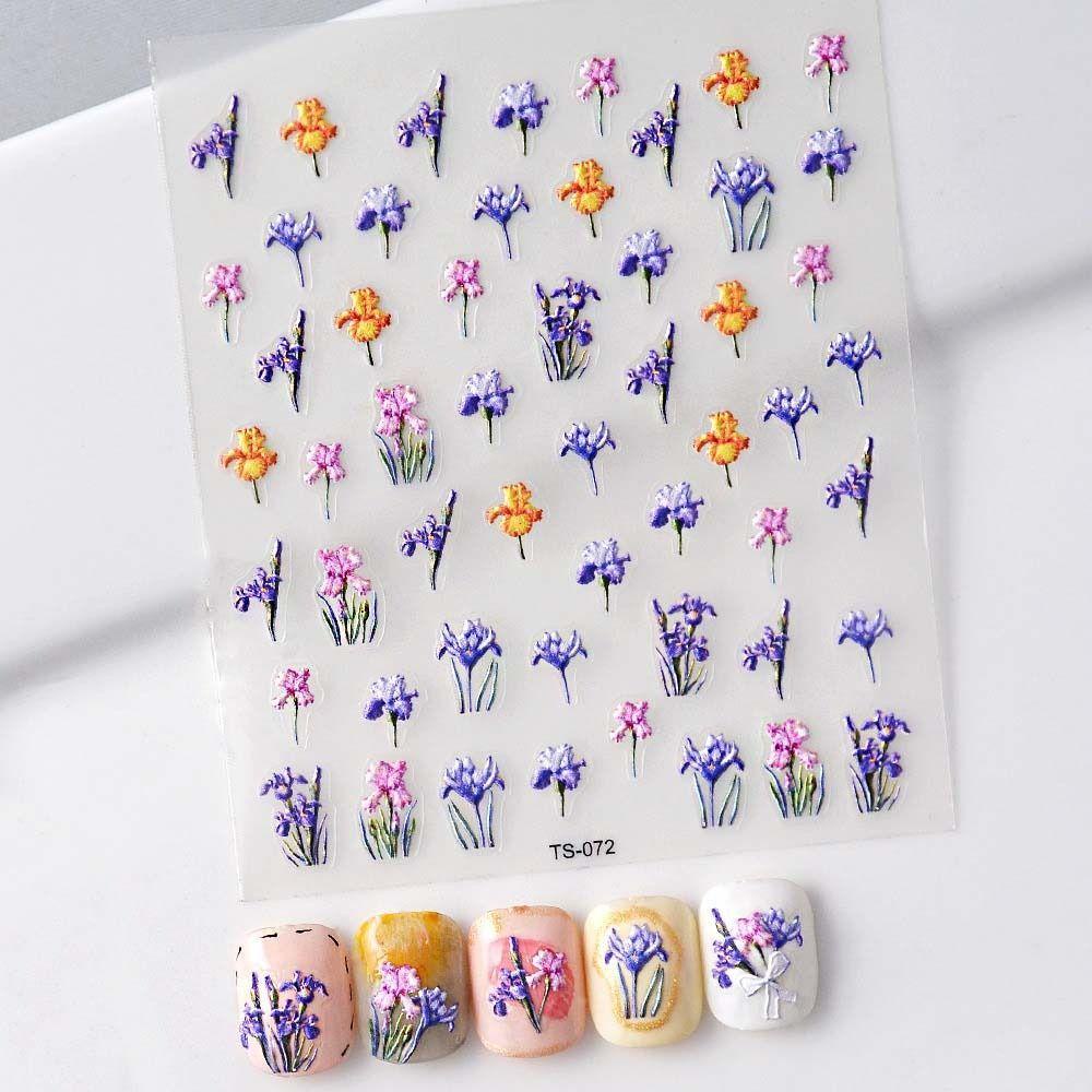 MXBEAUTY Kupu-kupu Stiker Kuku Warna-Warni Fashion Self-adhesive Manicure Aksesoris Daun Plumeria rubra Nail Art Dekorasi