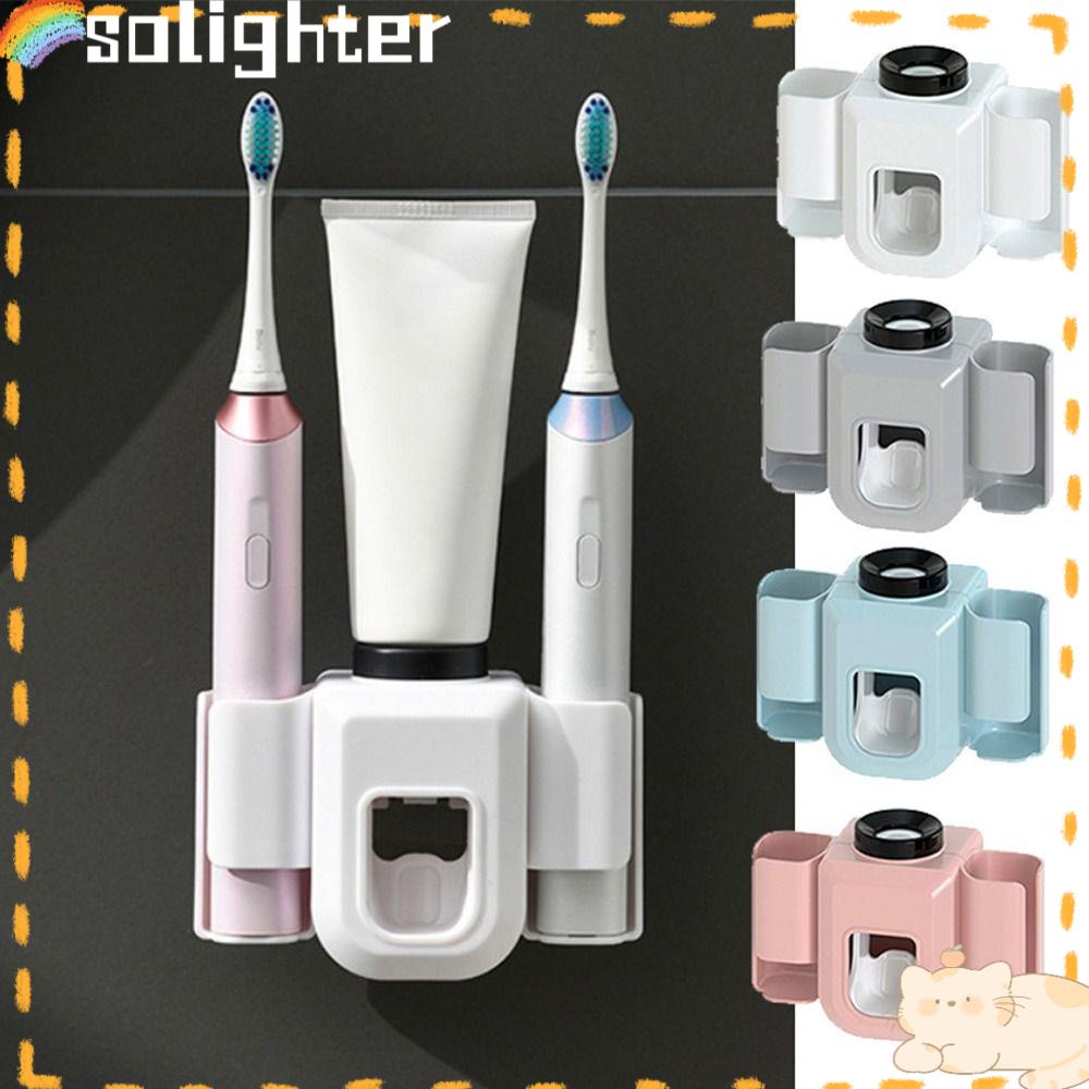 Solighter Toothbrush Holder Anti Air Tempel Dinding Organizer Sikat Gigi Otomatis