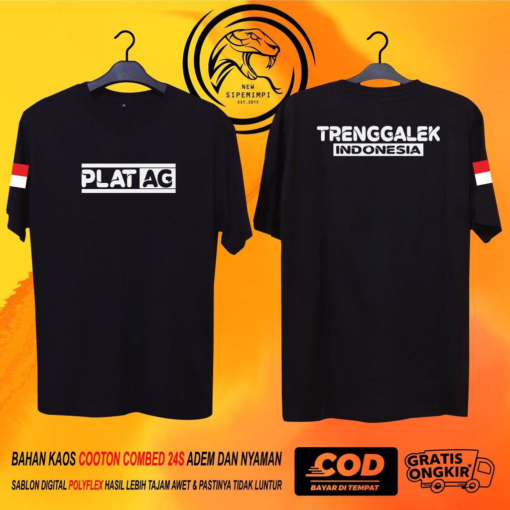 BAJU KAOS DISTRO PLAT AG TRENGGALEK KATUN COMBED 24S PREMIUM