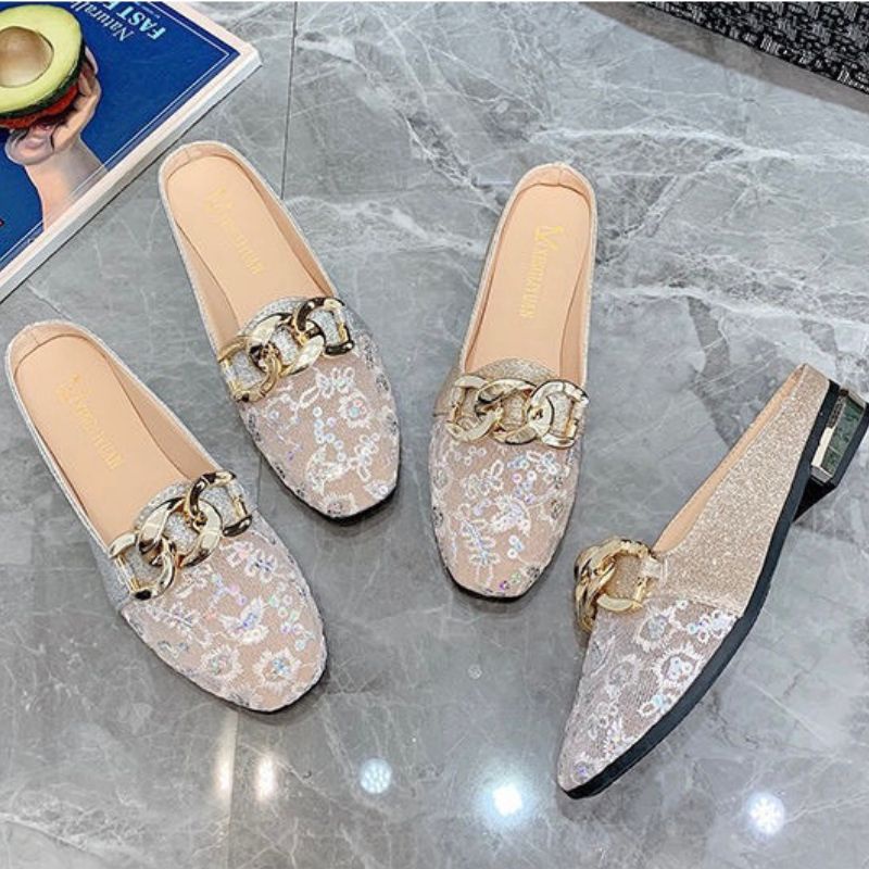 RYX - Glittery Evelyne Sepatu Heels Rendah Slip-On Wanita Fashion Casual / Pesta - Ori Import