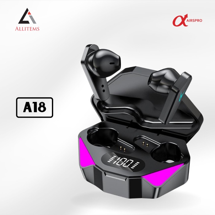 headset bluetooth AIRSPRO GAMING A18 HiFi TWS Headset Bluetooth Earphone Airpods(N1V4) headset wirel