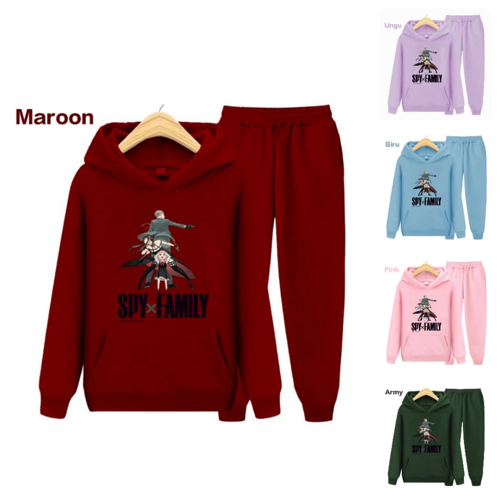 Hzl_outfit Sweater Setelan Hoodie Anak SPY X FAMILY/Hoodi Setelan S.M.XL (BAYAR COD)