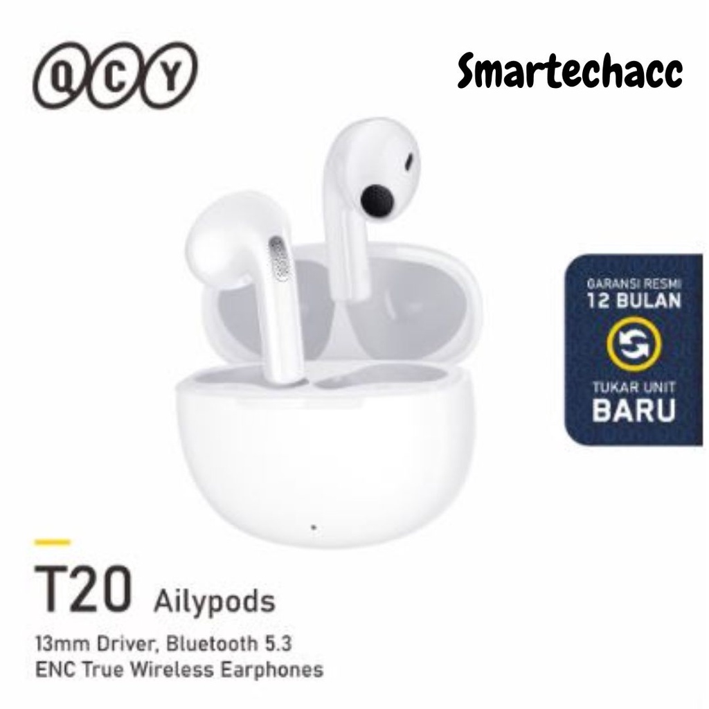 QCY AilyPods T20 TWS Wireless Earphone - White - T20