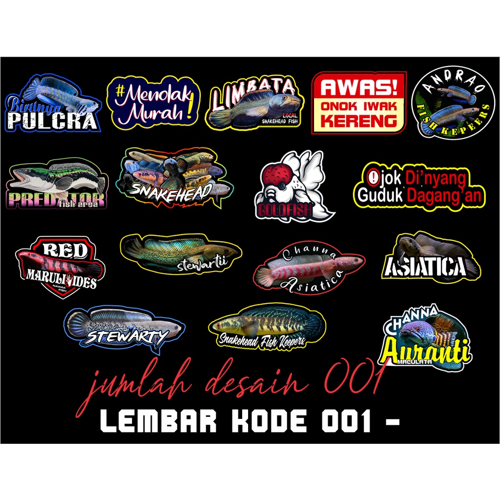 stiker aquarium stiker mini ikan galak per 30pcs bebas pilih