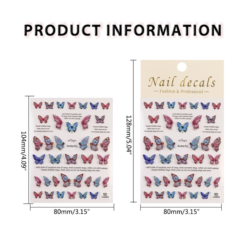 Siy 5D Timbul Stiker Kuku Perekat Diri Perlengkapan Nail Art 5D Nail Decoratrions
