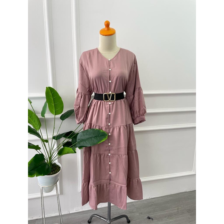 OCHA MIDI DRESS FULL KANCING  MIDI DRESS TUNIK BALON BUSUI BUMIL GROSIR ECER MUSLIM