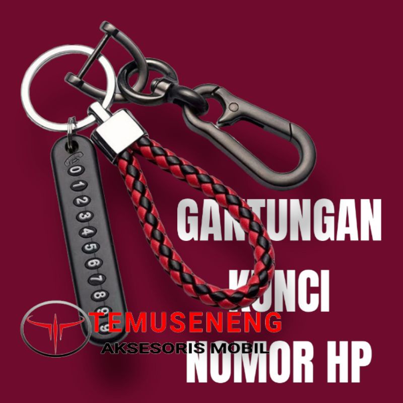 Gantungan Kunci Tali Carabiner Tag Nomor Hp Anti Hilang Car Keychain Untuk Mobil Motor Pintu Pernak Pernik Kado