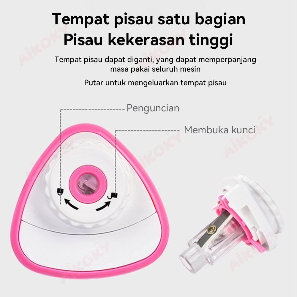 Aikoky Rautan Pensil Otomatis/Serutan Pensil Elektrik/Electric Pencil Sharpener