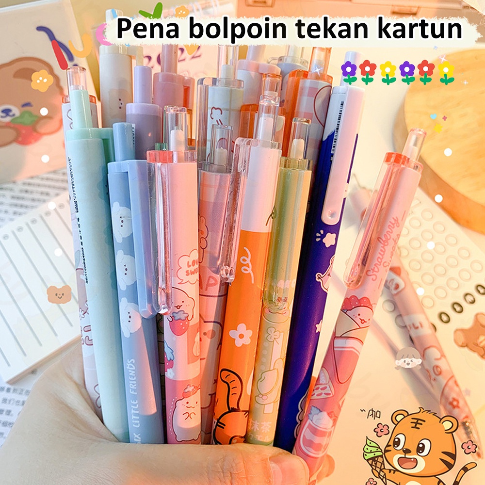 Ivorybaby 6pcs Pulpen gel mekanik 0.5mm Ballpoint gel mekanik import Pulpen aesthetic