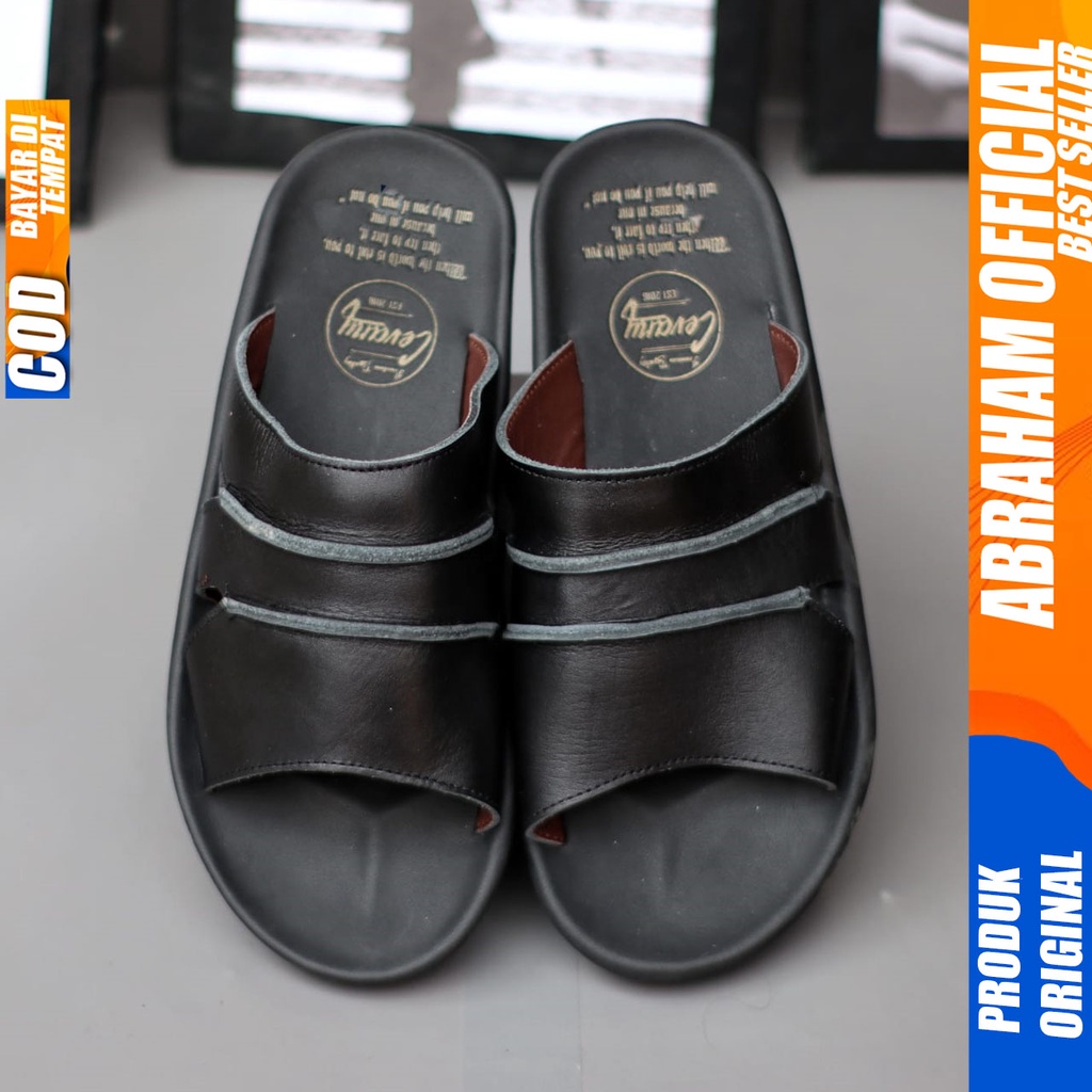 Sandal Slide Pria Kulit Asli Original Abraham COMBI