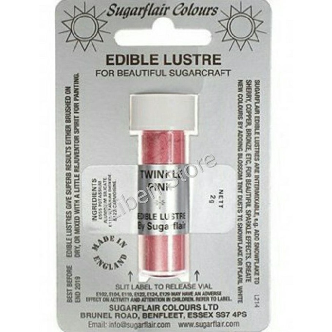 

Sugarflair Edible Lustre Color Twinkle Pink Btl-2gr