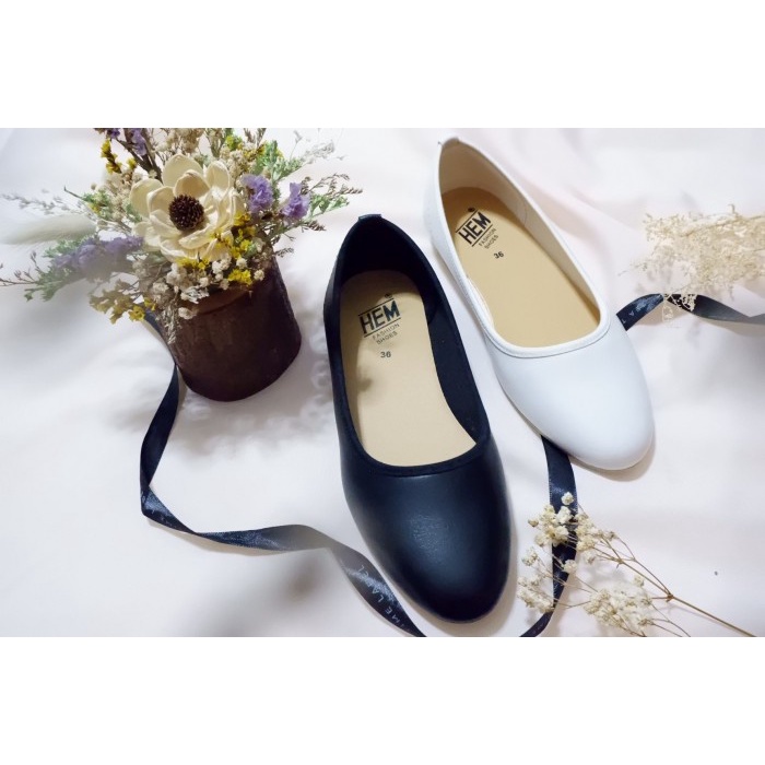 Flatshoes Sepatu Flat Shoes wanita Hem POLOS - Putih, 36(C9K3) BEST SELLER Flatshoes Sepatu Wanita K