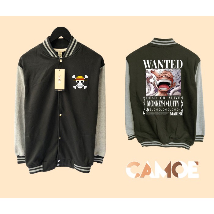 Jaket Varsity Baseball One Piece Luffy Bounty Wanted Gear 5