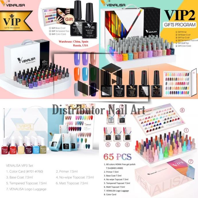 VENALISA VIP Set Nail Gel Polish Uv Gel VIP 1/VIP 2/VIP 3/Set 60 Warna