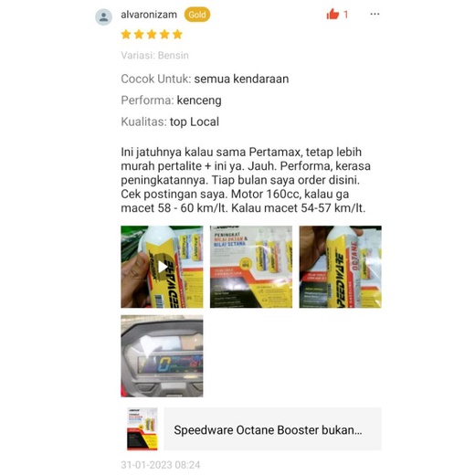 Speedware Octane Booster bukan crmax, 2ehn, tmo, stp, lupromax