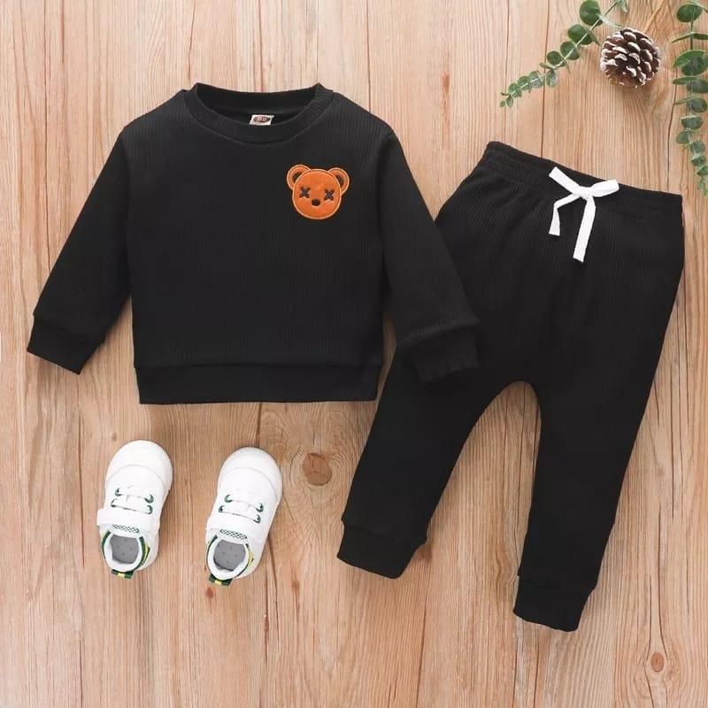 Setelan Cute BEAR Sweetshirt And Pants Set Anak Laki-laki 1-3 Tahun Premium Import
