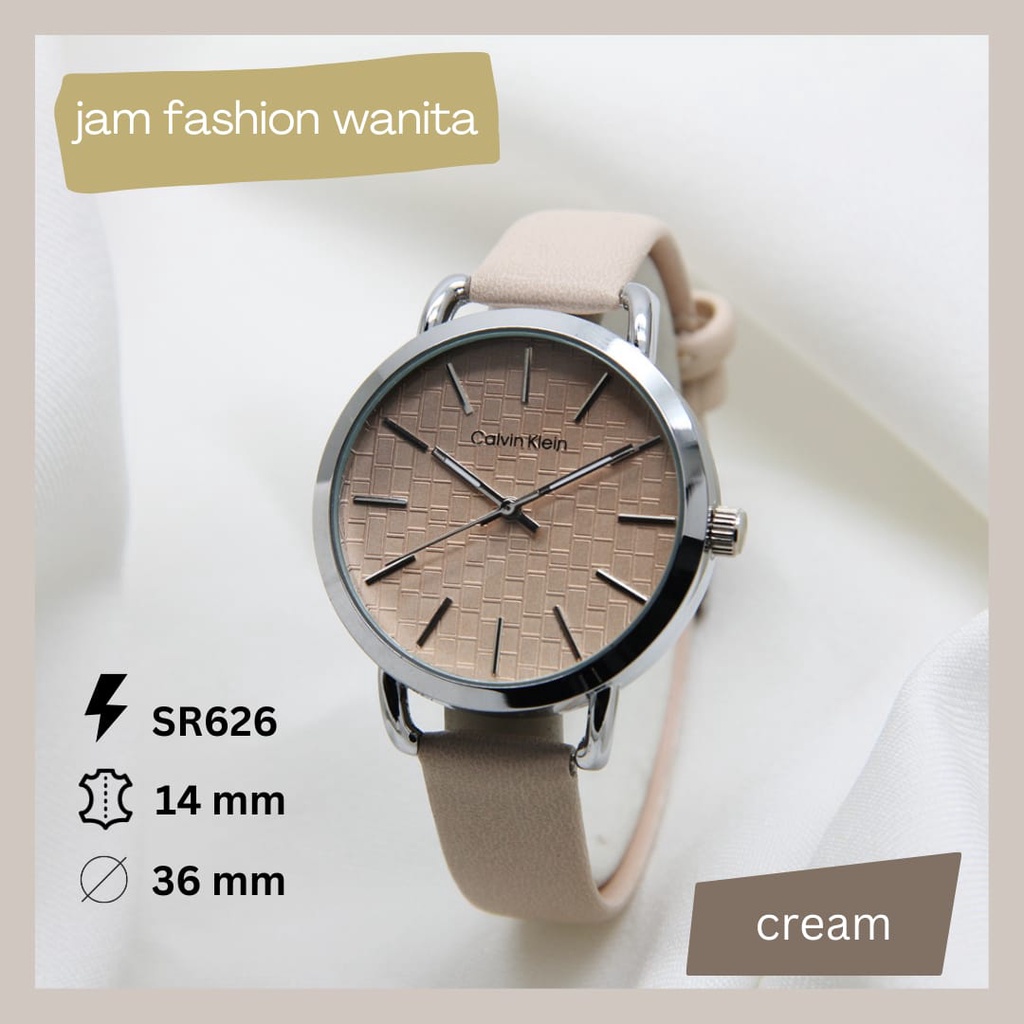 Jam Tangan Wanita Fashion 3386AG Tali Kulit Free Box &amp; Baterai Cadangan