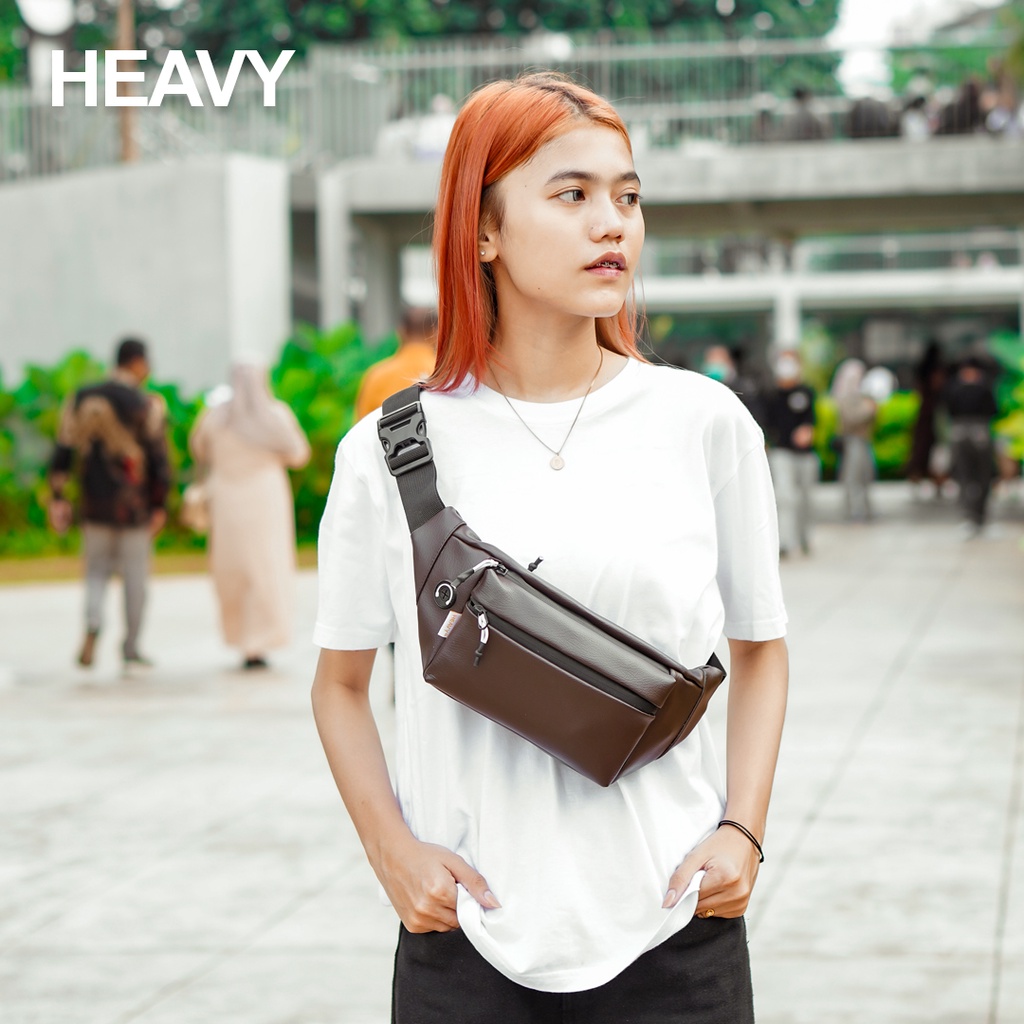 Tas Heavy Waistbag PU. Leather | Tas Pinggang Pria / Wanita | Tas Waistbag Cowok