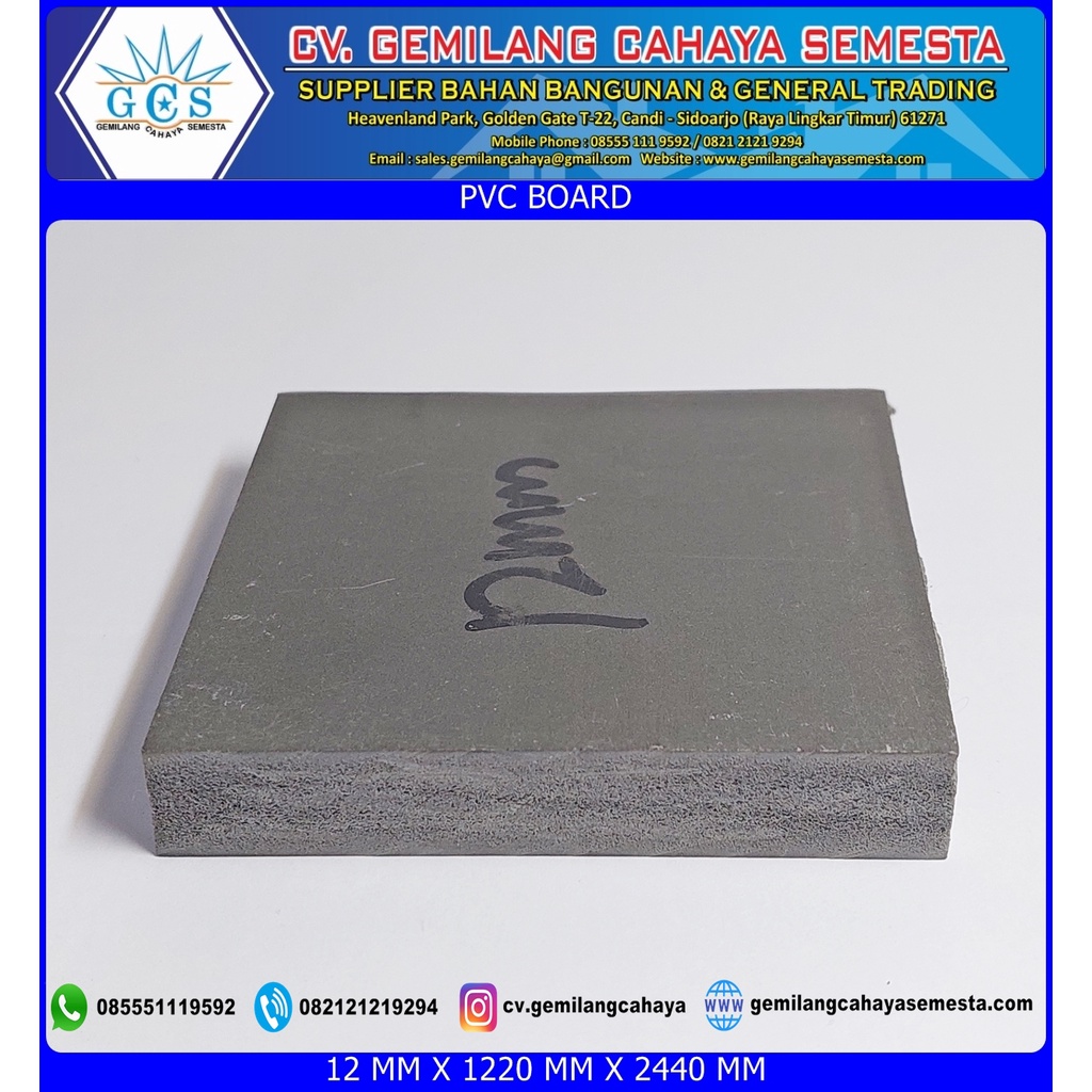 PVC Foam Board 12 mm (1220 mm x 2440 mm ) / Panel Dinding - Plafon PVC