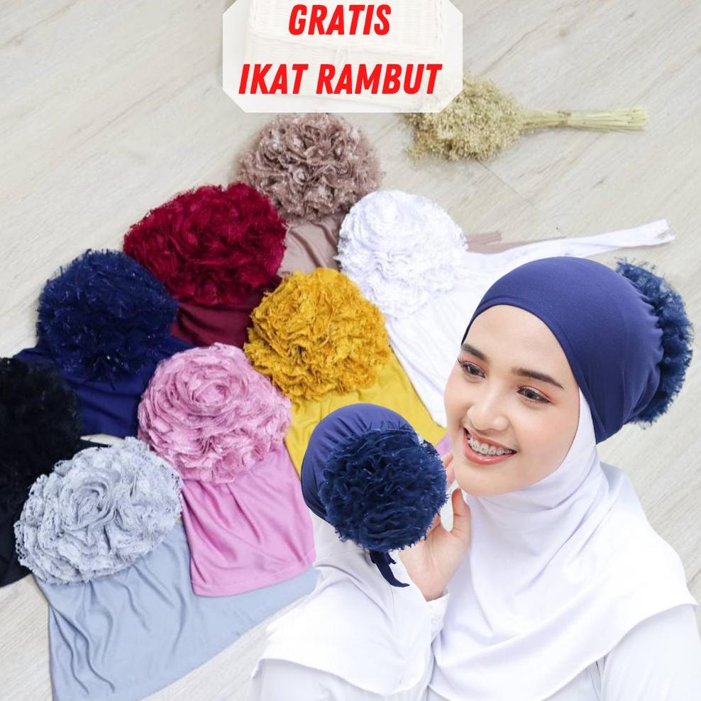 {MNG.12Ja23ᴱ} Inner Ciput Turki Cepol Renda Brukat Jumbo Premium || Daleman Kerudung Ciput Cempol Bu