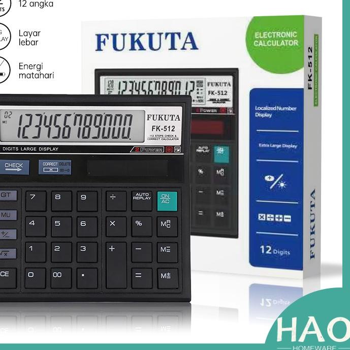 

Telah Hadir Kalkulator FK-512 Energi Matahari 12 Digit / Kalkulator Electronik / Kakulator Dagang Besar / Alat Hitung / Calculator Check FUKUTA KBUD;