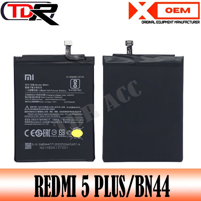 BATTERY - BATRE - BATRAI - BATERAI XIAOMI BN44 REDMI 5 PLUS/5+ - FULL CELL - DOUBLE IC - 2IC - TDR