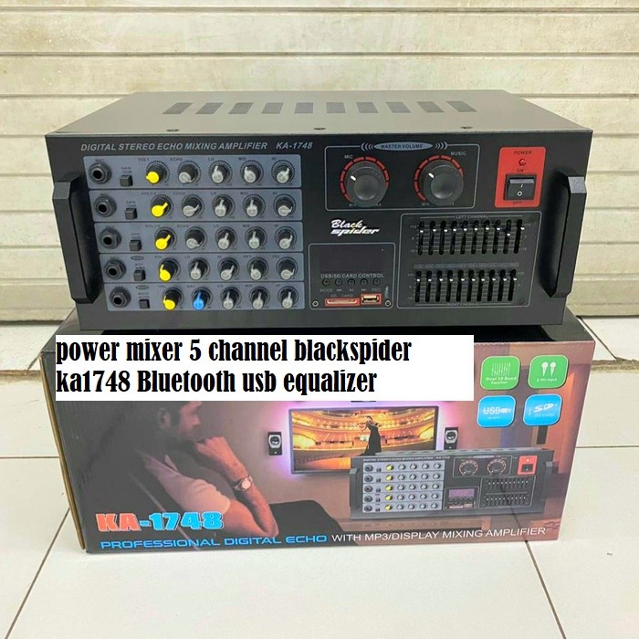 power mixer 5 channel blackspider ka1748 Bluetooth usb equalizer