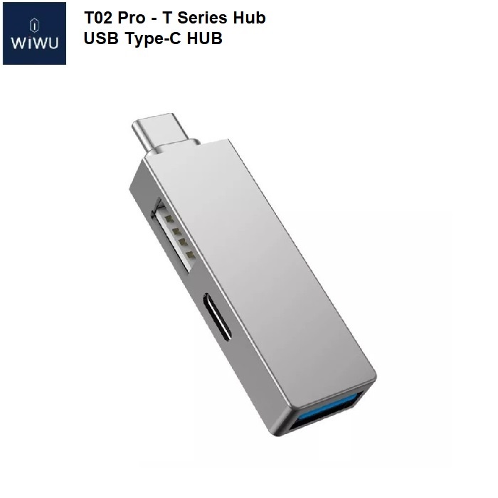 AKN88 - WIWU T02 PRO - USB Type-C Hub to USB 3.0 - 2.0 - USB-C Converter